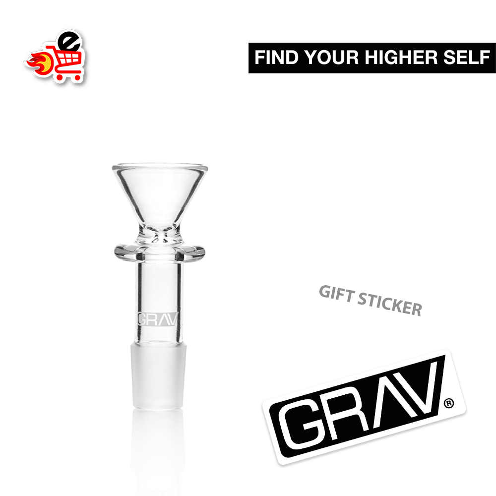 Grav 14mm Funnel Bowl – Clear Glass – Classic Cone Shape